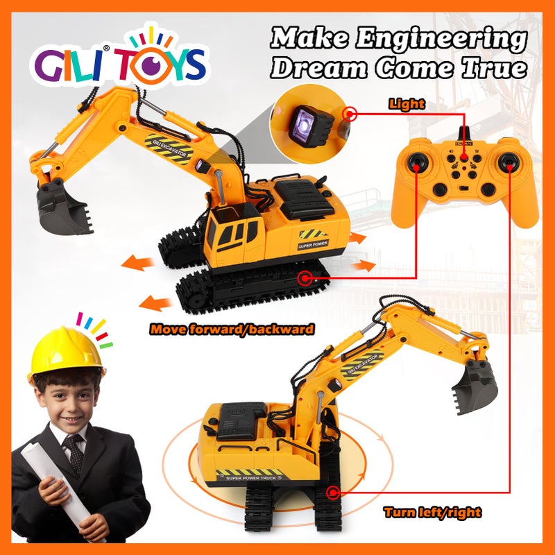 Gili RC Toys Construction Excavator Car: Kids Birthday Gift for Boys Girls 4 5 6 7 8 9+ Year Old Truck Dump Best Toddler Sand Play Vehicles Set Age 4-8 - Image 4